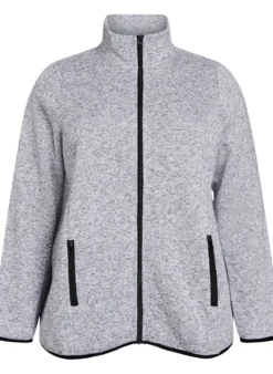 Jersey-Cardigan mit hohem Kragen und Reißverschluss