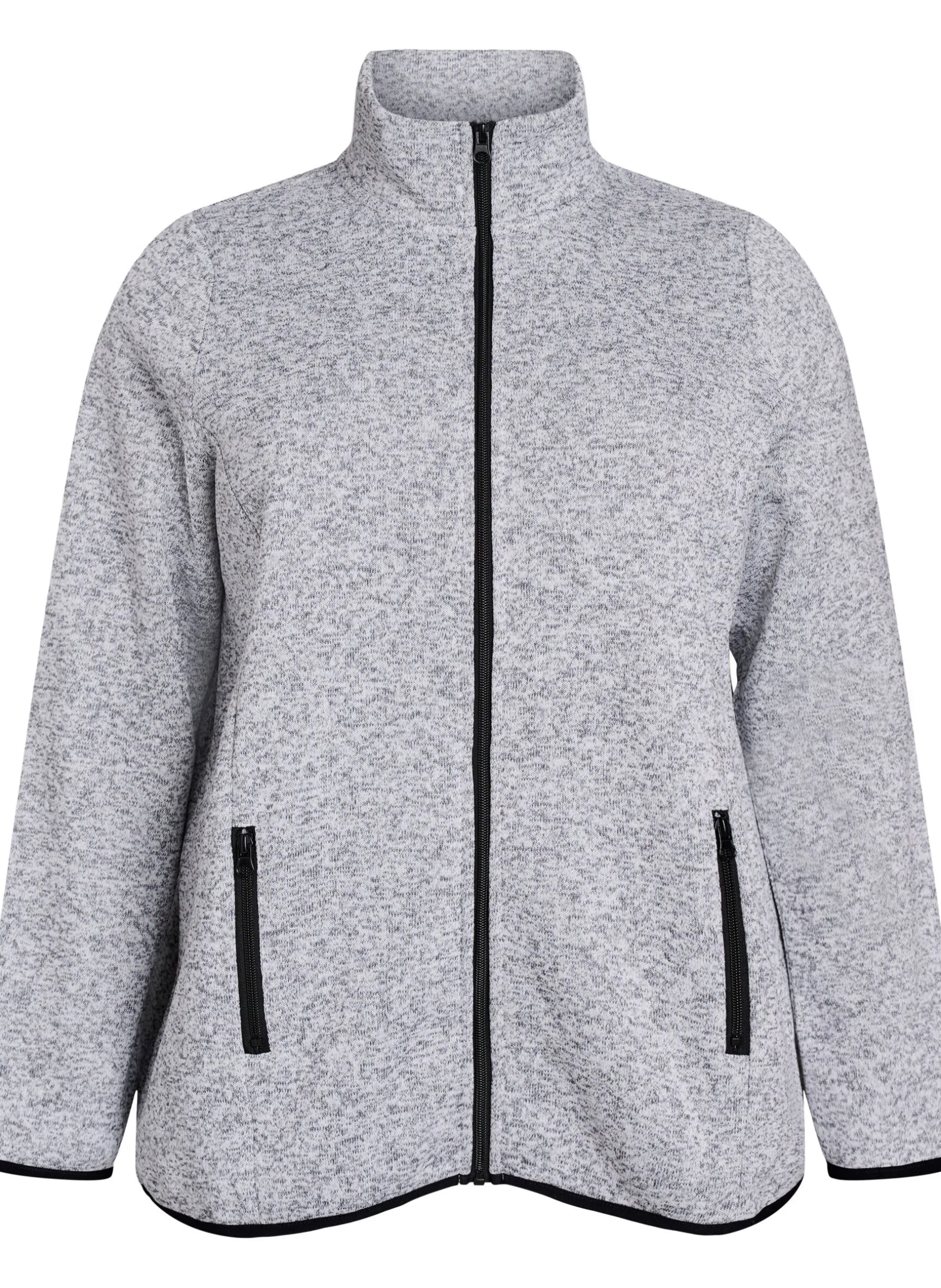 Jersey-Cardigan mit hohem Kragen und Reißverschluss