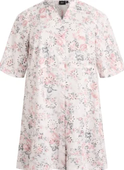 Kleid aus Baumwolle mit geblümtem Muster und Broderie Anglaise