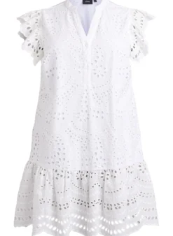 Kleid aus Broderie Anglaise mit Rüschenärmeln