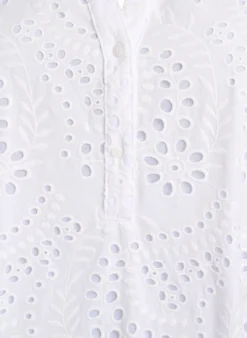 Kleid aus Broderie Anglaise mit Rüschenärmeln