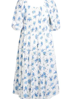 Knöchellanges Kleid mit Blumenprint und Lochstickerei