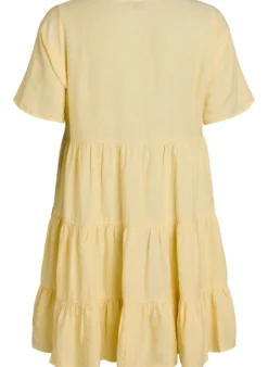 Knielanges A-Linien-Kleid aus Leinen und Viskose