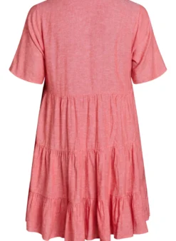 Knielanges A-Linien-Kleid aus Leinen und Viskose