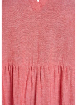 Knielanges A-Linien-Kleid aus Leinen und Viskose