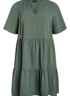 Kurzarmkleid in A-Linienform mit Schnittlinien