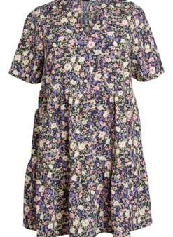 Kurzarmkleid mit A-Linie und Teilungsnähten