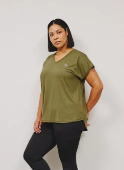 Kurzarm Trainingsshirt mit V-Ausschnitt