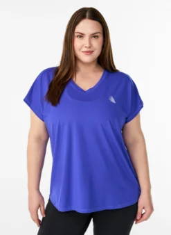 Kurzarm Trainingsshirt mit V-Ausschnitt