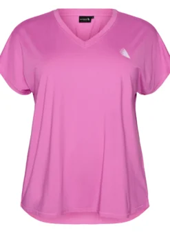 Kurzarm Trainingsshirt mit V-Ausschnitt