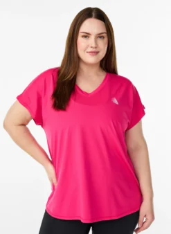 Kurzarm Trainingsshirt mit V-Ausschnitt