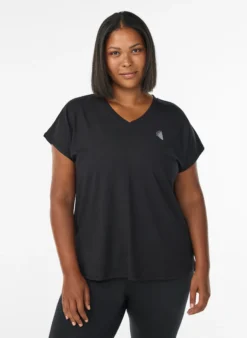 Kurzarm Trainingsshirt mit V-Ausschnitt