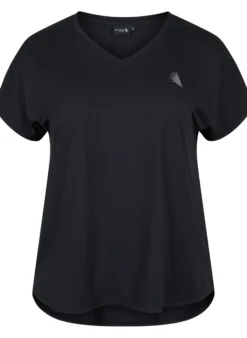 Kurzarm Trainingsshirt mit V-Ausschnitt