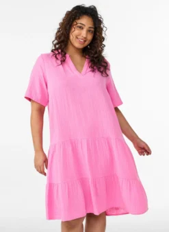 Kurzes A-Linien-Kleid aus Baumwollmusselin