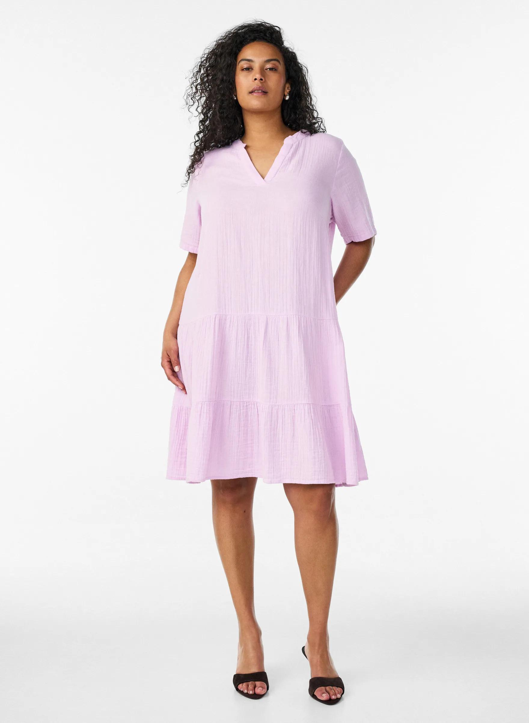 Kurzes A-Linien-Kleid aus Baumwollmusselin