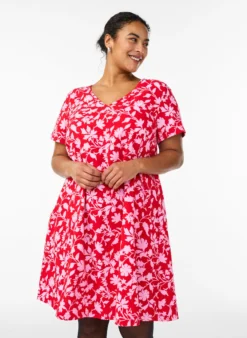 Kurzes A-Linien-Kleid mit floralem Print