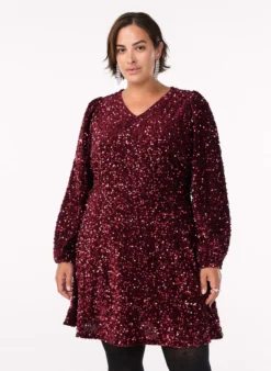 Kurzes A-Linien-Pailletten-Kleid
