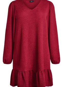 Kurzes, gemustertes Kleid mit Rüschen am Saum