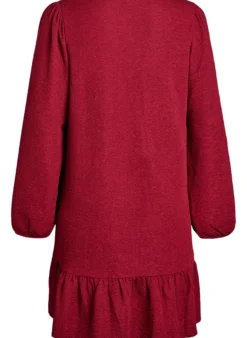 Kurzes, gemustertes Kleid mit Rüschen am Saum
