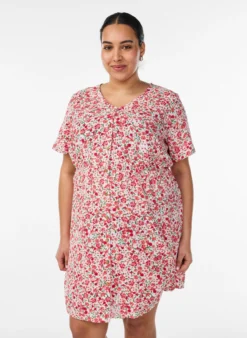 Kurzes Kleid aus Baumwolle mit Blumenprint