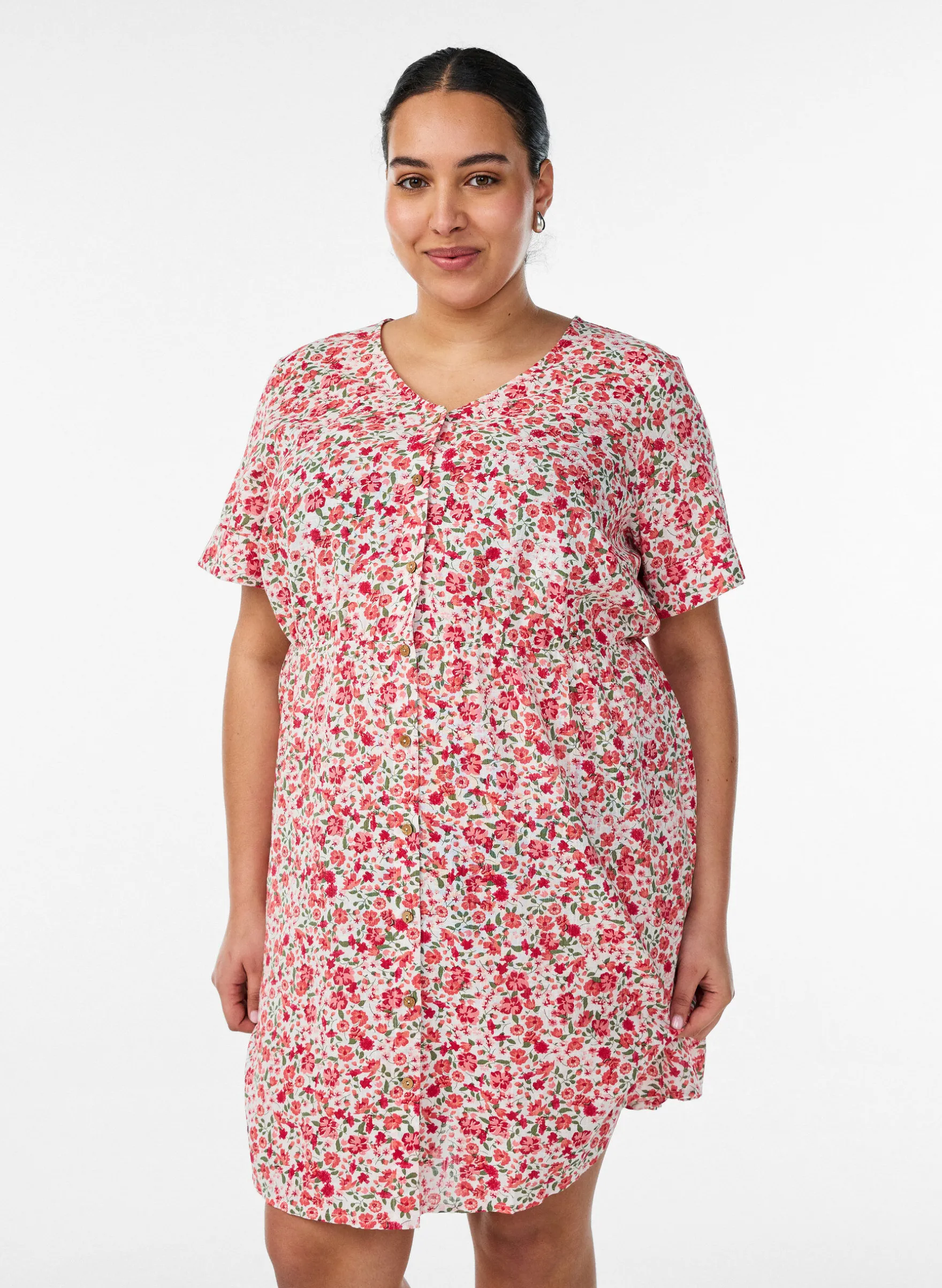 Kurzes Kleid aus Baumwolle mit Blumenprint