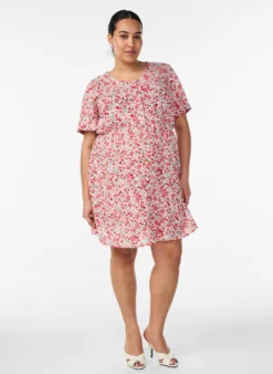 Kurzes Kleid aus Baumwolle mit Blumenprint