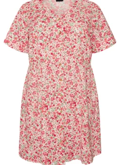 Kurzes Kleid aus Baumwolle mit Blumenprint