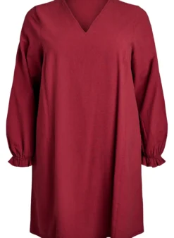 Kurzes Kleid aus Baumwolle mit V-Ausschnitt