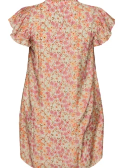 Kurzes Kleid aus Viskose mit Smock und Blumenprint