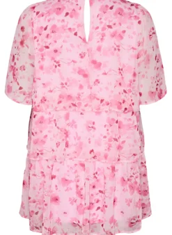 Kurzes Kleid in Chiffon-Optik mit Blumenprint und Volantlagen