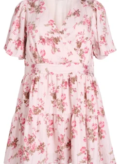 Kurzes Kleid mit Blumenprint und V-Ausschnitt