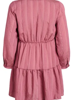 Kurzes Kleid mit gewebtem Ripp und Gummizug in der Taille