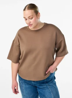 Kurzes Loose-Fit T-Shirt aus Modal-Mix