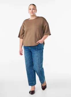 Kurzes Loose-Fit T-Shirt aus Modal-Mix