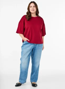 Kurzes Loose-Fit T-Shirt aus Modal-Mix