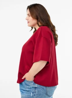 Kurzes Loose-Fit T-Shirt aus Modal-Mix