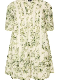 Kurzes Viskosekleid mit Spitzenbesatz und A-Linien-Schnitt