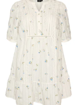 Kurzes Viskosekleid mit Spitzenbesatz und A-Linien-Schnitt