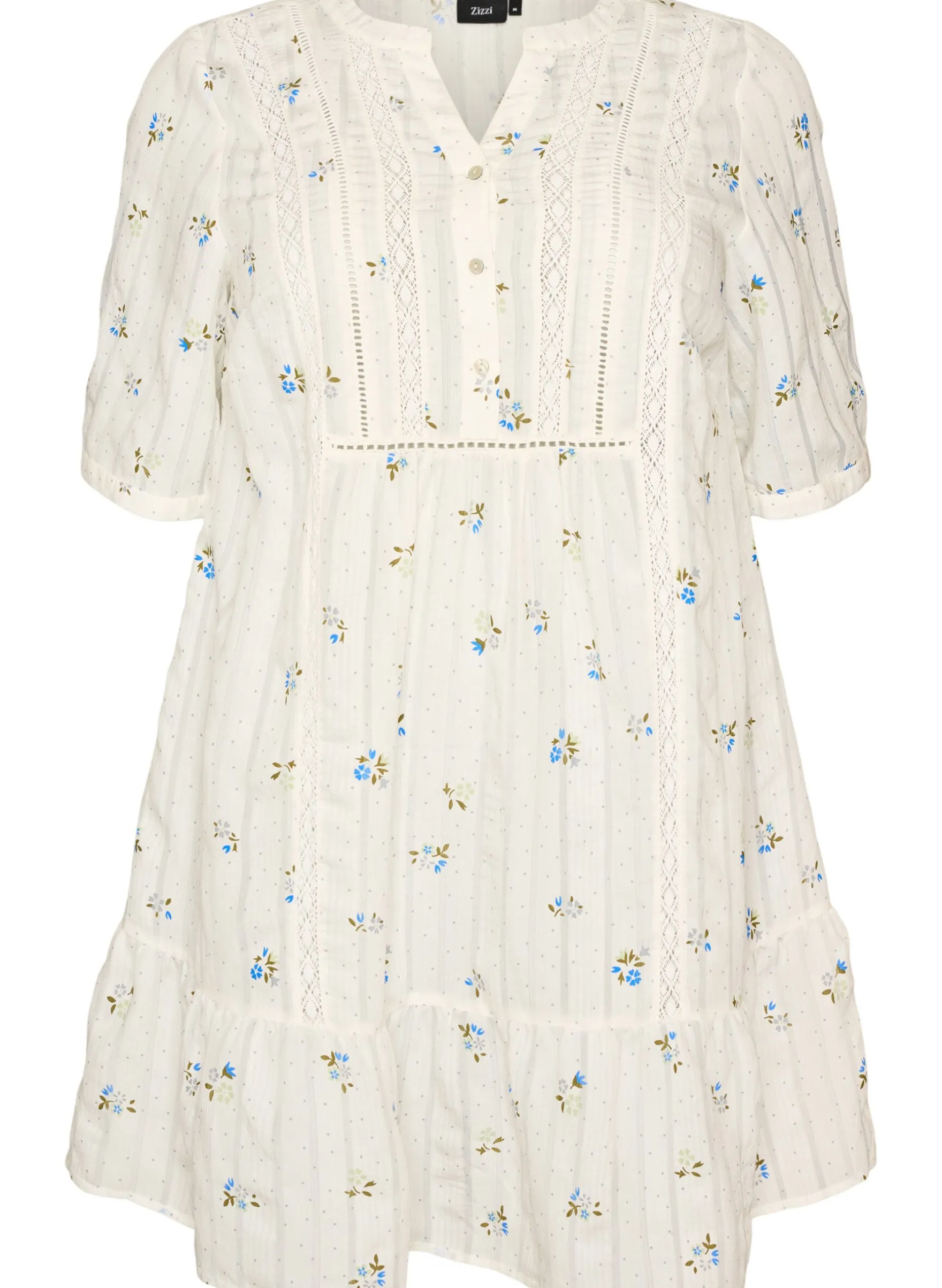 Kurzes Viskosekleid mit Spitzenbesatz und A-Linien-Schnitt