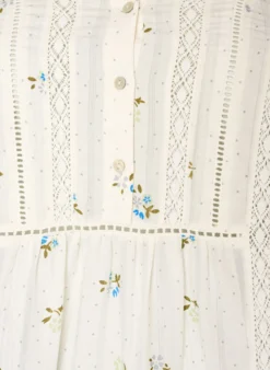 Kurzes Viskosekleid mit Spitzenbesatz und A-Linien-Schnitt