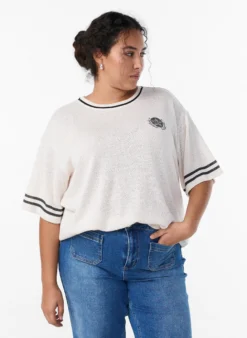 Kurzärmelige Bluse mit Kontraststreifen