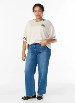 Kurzärmelige Bluse mit Kontraststreifen