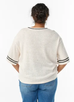 Kurzärmelige Bluse mit Kontraststreifen