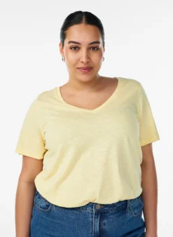Kurzärmeliges Basic T-Shirt mit V-Ausschnitt