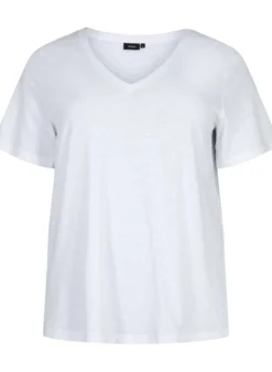 Kurzärmeliges Basic T-Shirt mit V-Ausschnitt