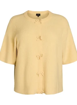Kurzärmelige Strickjacke mit Schleifen