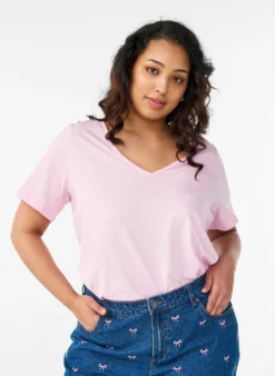 Kurzärmeliges T-Shirt mit V-Ausschnitt