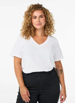 Kurzärmeliges T-Shirt mit V-Ausschnitt