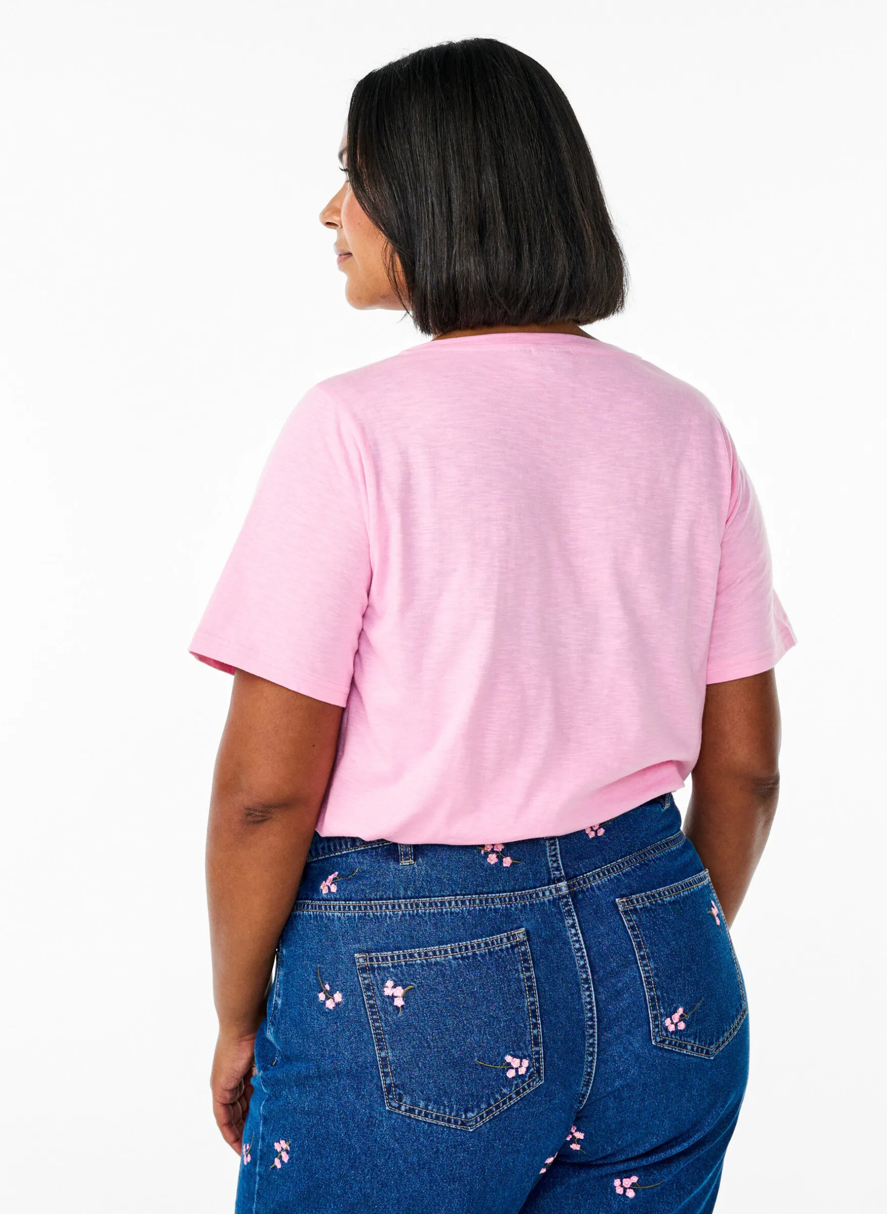 Kurzärmliges Basic-T-Shirt mit V-Ausschnitt