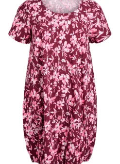 Kurzärmliges Baumwollkleid mit Aufdruck